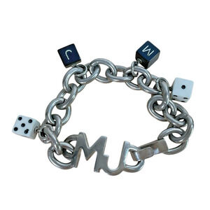 Vintage Marc Jacobs Charm Bracelet Dice & MJ Charms 2000s Silver Tone Size 6.5